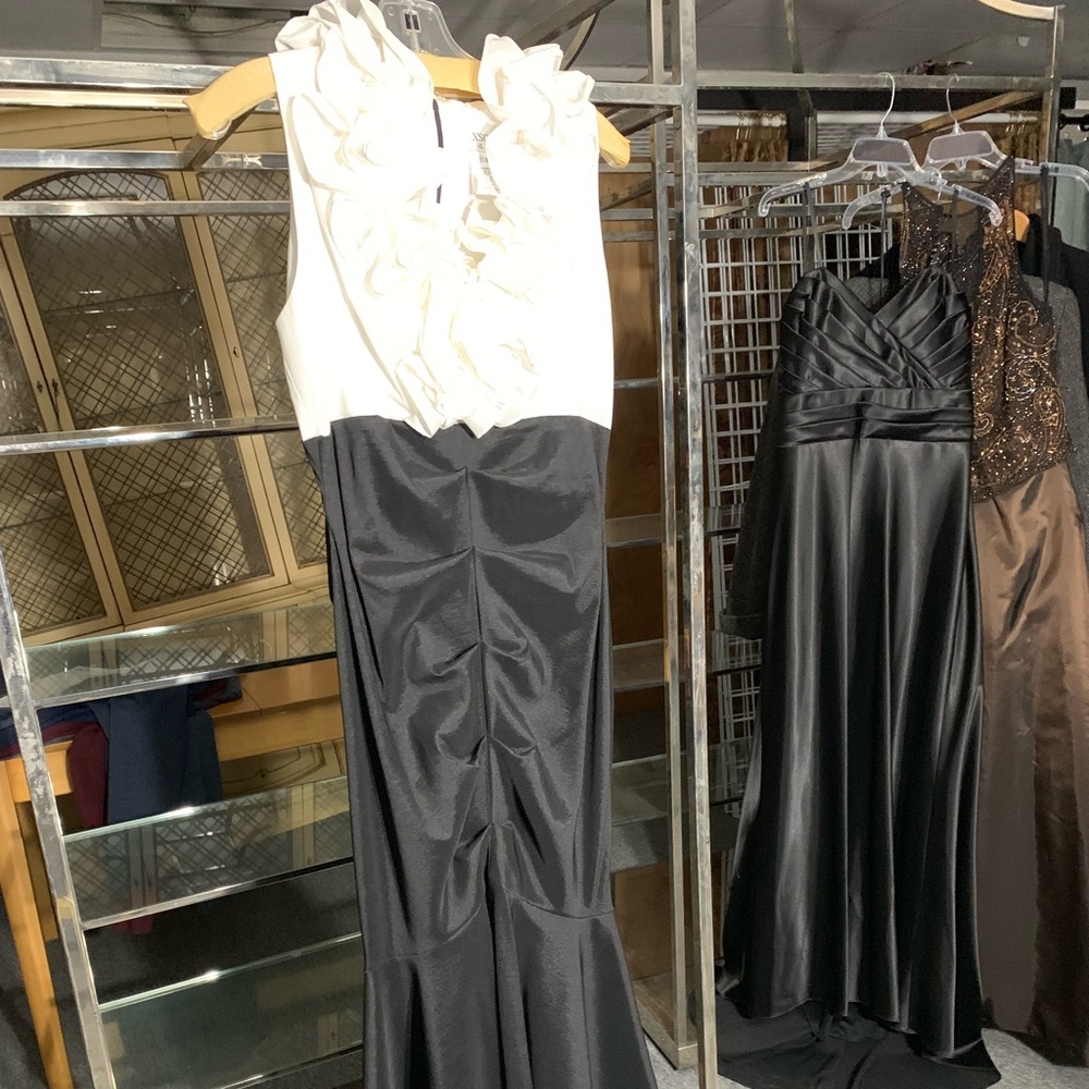 Black and white long formal dress